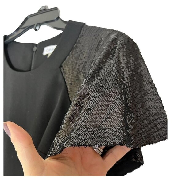 Calvin Klein Womens Black Sequins Short Sleeve Sheath Cocktail Dress Sz 10 New - Picture 7 of 11